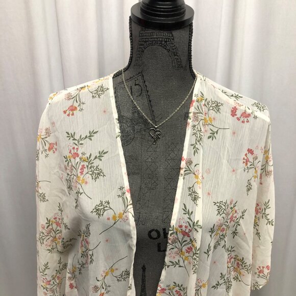 Motherhood Maternity Floral Open Front Kimono Cardigan OS Lightweight Sheer - Picture 2 of 8